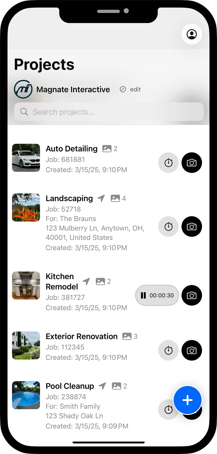 SnapFlow Pro Projects List